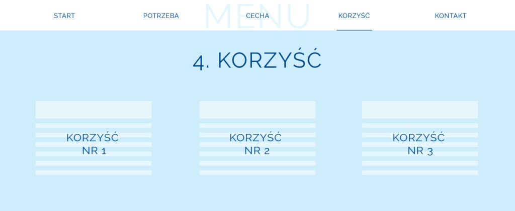 Landing page - 4 etap - korzyść