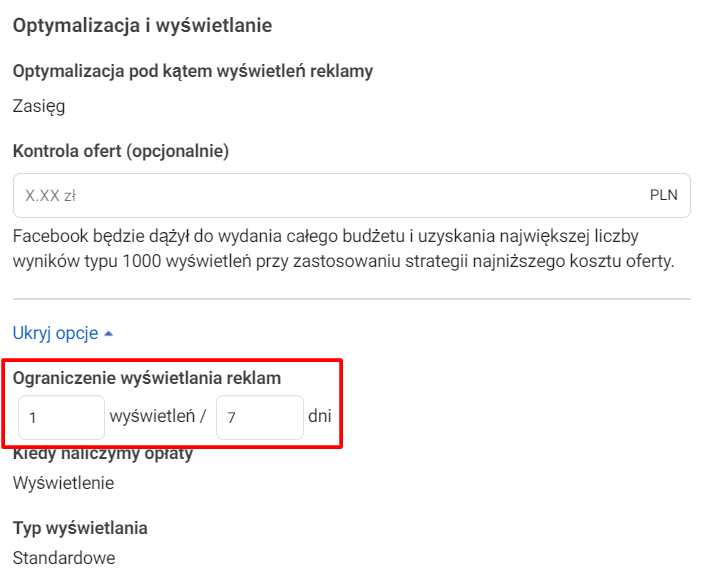 Remarketing na zasięg w Facebook Ads - ograniczenie wyświetlania reklam