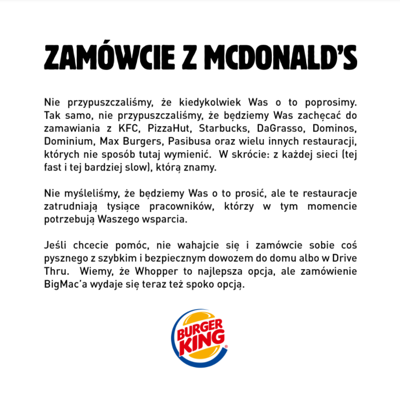 podsumowanie roku - akcja w social mediach Burger Kinga